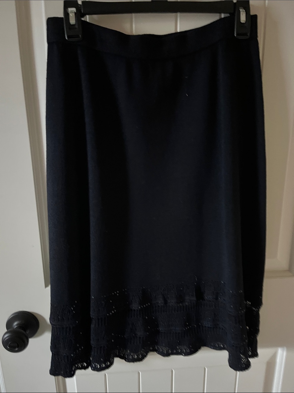 Classic Black A-Line Skirt with Crochet Hem